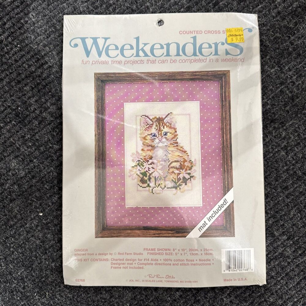 Vintage Weekenders Ginger Kitten Counted Cross Stitch Kit Cat Lover Decor Craft